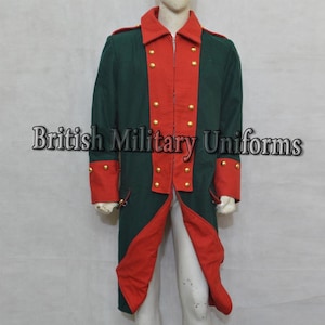 Hessische Jaeger-Uniform, Unabhängigkeitskriegsjacke, britischer hessischer Mantel, 1776 hessische Jaeger-Jacke, Uniform, Männer, grüner Wollmantel