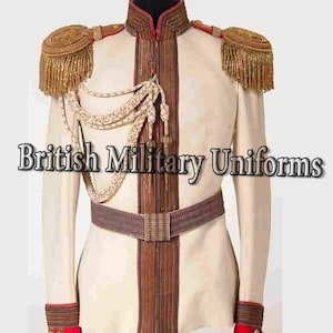 Royal Horse Guard Jacket, 19th Century Imperial Tunic, Military Officer Tunic, British Royal Tunic, Regiment Jacket Men Off White Wool Tunic