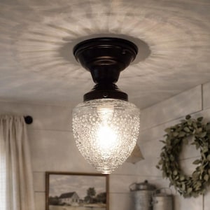Glass CEILING LIGHT Acorn Clear Globe Flush Mount Lighting Fixture - Bathroom Kitchen Ceiling Lights Antique Chandelier Farmhouse Vintage