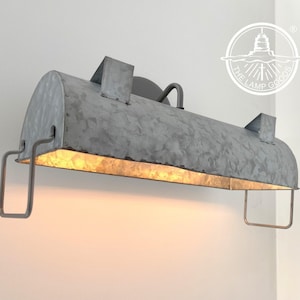 INDUSTRIAL Galvanized Farmhouse Wall Vanity Light -Bathroom Vanity Metal Wall Sconce Lighting Rustic Flush Mount Cabin Cottage Kitchen Light