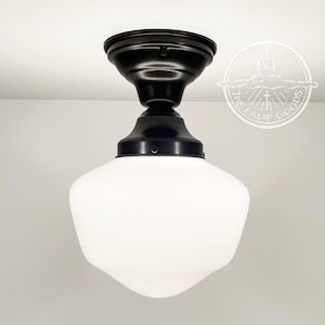 Classic Schoolhouse Milk Glass CEILING LIGHT Fixture - Farmhouse Flush Mount Chandelier Lighting Modern Traditional Kitchen Bathroom Lamp