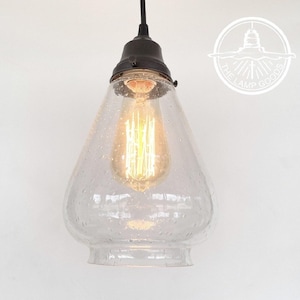 Vintage Lantern Pendant Light 1960&#39;s Seeded Glass - Chandelier Ceiling Flush Mount Lighting Kitchen Island Fixture Farmhouse Lamp Hanging