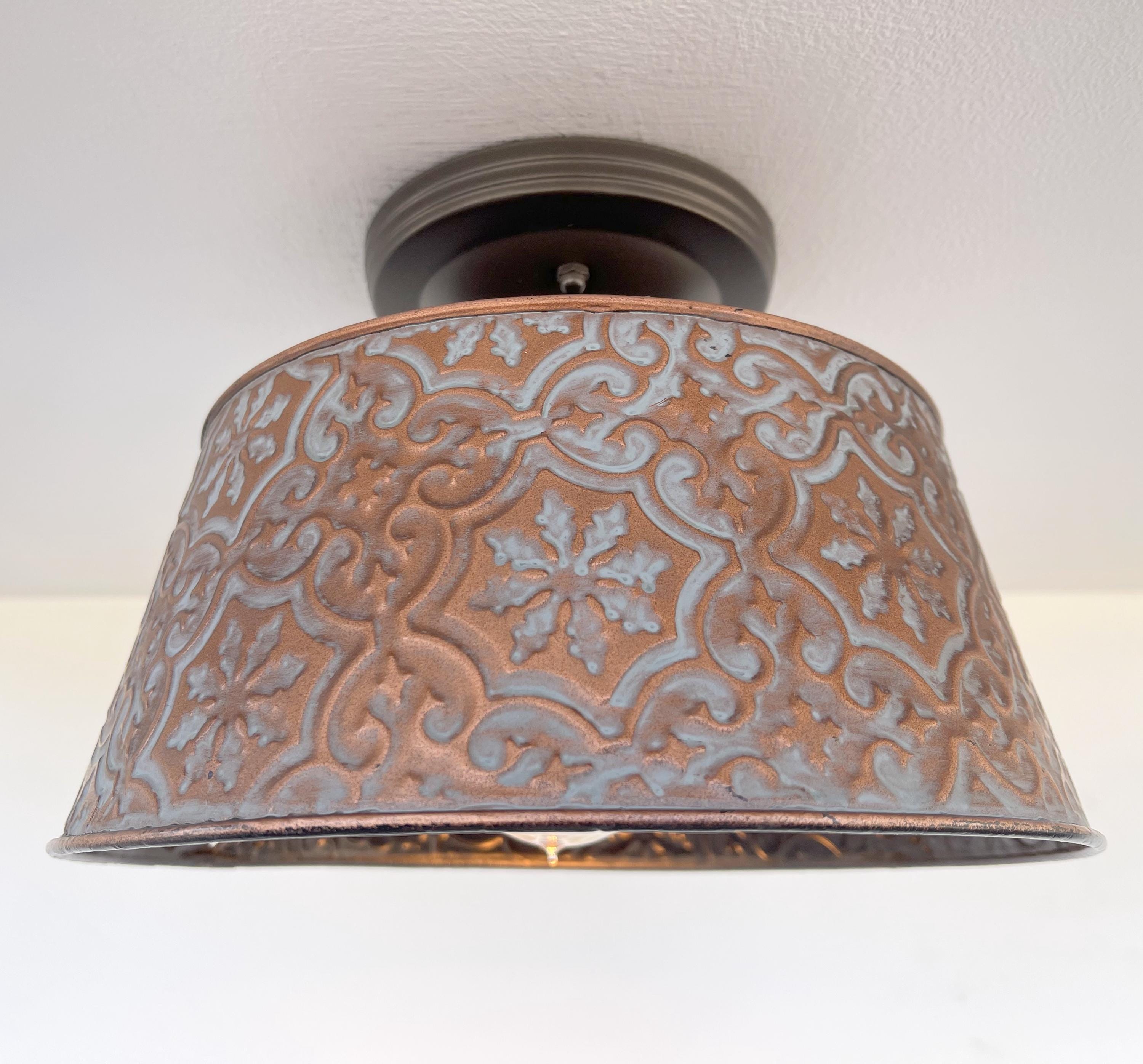 Ornate Copper Ceiling Light Flush Mount Single Bulb Farmhouse - Metal ...