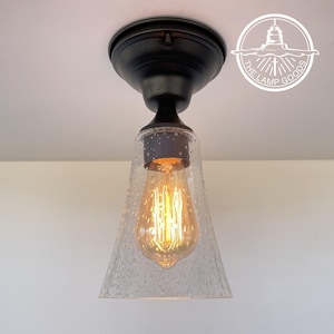 Large Vintage Seeded Glass  Flush Mount Ceiling LIGHT - Fixture Farmhouse Chandelier Pendant Kitchen Hall Pantry LampGoods