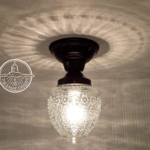 Glass CEILING LIGHT Acorn Clear Globe Flush Mount Lighting Fixture - Bathroom Kitchen Ceiling Lights Antique Chandelier Farmhouse Vintage