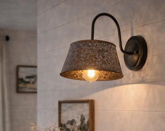Ornate Copper 10" 1 Bulb Wall Sconce Light Fixture Farmhouse -Kitchen Island Bathroom Vanity Laundry Room Living Room Cottage