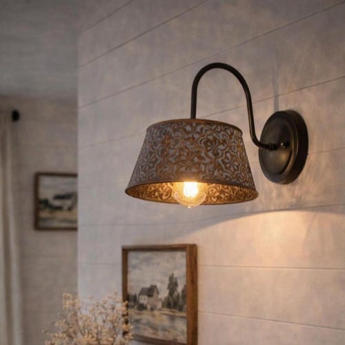 Ornate Copper 10" 1 Bulb Wall Sconce Light Fixture Farmhouse -Kitchen Island Bathroom Vanity Laundry Room Living Room Cottage