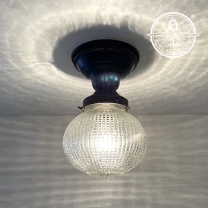 Authentic Antique Hobnail 1930&#39;s Glass Ceiling Light Vintage Globe Petite - Chandelier Lighting Fixture Pendant Farmhouse Hallway Bathroom
