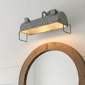 INDUSTRIAL Galvanized Farmhouse Wall Vanity Light -Bathroom Vanity Metal Wall Sconce Lighting Rustic Flush Mount Cabin Cottage Kitchen Light