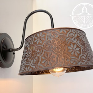 Ornate Copper Wall Sconce Light Fixture Farmhouse -Kitchen Island Bathroom Vanity Laundry Room Living Room Cottage Ceiling Flush Mount Lamp