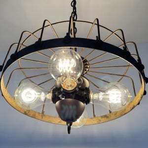 Rustic Industrial Cage Chandelier Light - Flush Mount Lighting Fixture Farmhouse Ceiling Kitchen Edison Bulb Rustic Dining Hanging Bathroom image 8