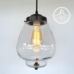 Large Antique Vintage 1970&#39;s Clear Glass Pendant Light MODERN -Hanging Kitchen Lighting Fixtures Ceiling Island Bathroom Illumination Lamps
