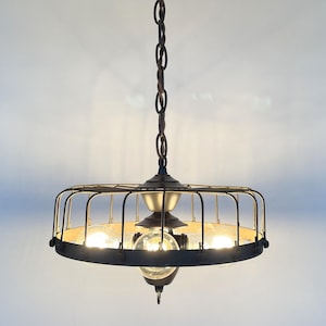 Rustic Industrial Cage Chandelier Light - Flush Mount Lighting Fixture Farmhouse Ceiling Kitchen Edison Bulb Rustic Dining Hanging Bathroom image 7