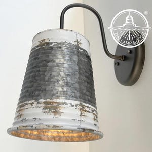Distressed LARGE FARMHOUSE Rustic Barn Metal Wall Light Fixture Bathroom Sconce Cabin Cottage Lamp Lodge Bedroom Lighting Kitchen Industrial