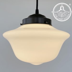 STYLISH MODERN SCHOOLHOUSE 1930s Globe Pendant Light - Quality Antique Glass Ceiling Lighting Farmhouse Vintage Country Historical Kitchen