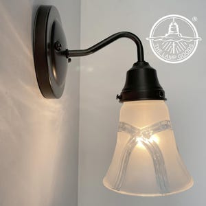Modern RIBBON 1970&#39;s Frosted Milk Glass SCONCE Wall Lighting -Antique Bathroom Vanity Light Fixture Bedroom Kitchen Office Laundry Lamp
