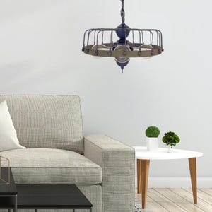 Rustic Industrial Cage Chandelier Light - Flush Mount Lighting Fixture Farmhouse Ceiling Kitchen Edison Bulb Rustic Dining Hanging Bathroom image 4