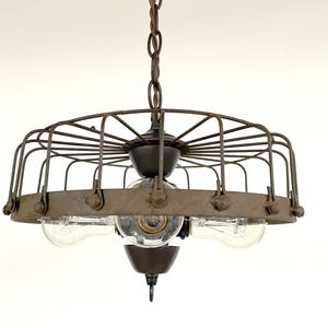 Rustic Industrial Cage Chandelier Light - Flush Mount Lighting Fixture Farmhouse Ceiling Kitchen Edison Bulb Rustic Dining Hanging Bathroom image 9