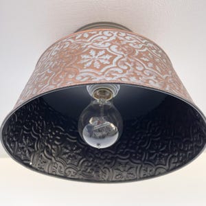 Ornate Copper Ceiling Light Flush Mount Single Bulb Farmhouse - Metal ...