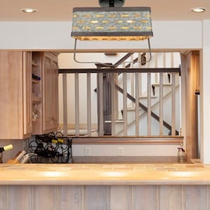 Plafonnier rectangulaire galvanisé rustique - Lampe industrielle en métal à encastrer dans la cuisine, l'éclairage de la ferme, l'homme des cavernes image 2