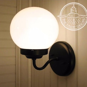 Milk Glass Schoolhouse Lighting Globe SCONCE Light Fixture - Antique Vintage Wall Mount Farmhouse Bathroom Kitchen Lamp Modern Pendant Opal