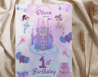 Magical Fairy 1st Birthday Invitation Template | Editable Digital Birthday Invite | Instant Download