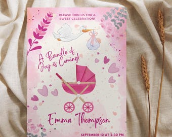 Princess Baby Shower Invitation | Editable Canva Template (Digital Download)