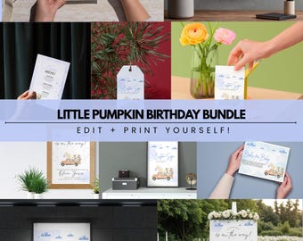 Little Pumpkin Baby Shower Bundle | Editable Canva Decorations (Digital Download)