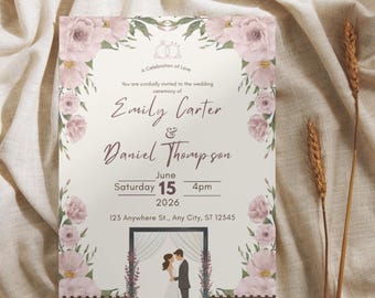 Elegant Wedding Invitation Template | Editable Floral Design (Digital Download)