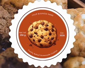 Homemade Cookies Label Template | Editable Bakery Sticker (Canva Digital Download)