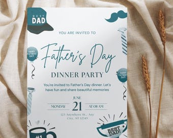 Father's Day Dinner Party Invitation | Editable Canva Invite (Digital Download)