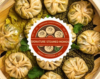 Steamed Momos Product Label Template | Editable Food Packaging (Digital Download)