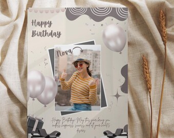 Editable Birthday Card Template | Canva Printable, Photo Upload (Digital Download)