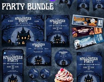 Halloween Party Bundle: Editable Canva Templates (Digital Download)