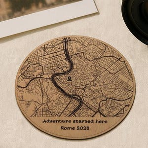 Personalized Coaster Custom Wooden Map Coasters Teacher Gift Where we Met Map Tea Coffee Beer Coaster Kitchen Decor Table Coaster Set