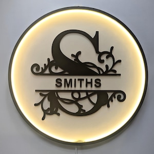 Letrero familiar iluminado con apellido, letrero de cocina con nombre de familia, letrero de apellido personalizado, letrero personalizado para habitación, arte de pared, regalo para profesores