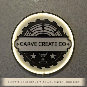 Business Logo Sign with Illumination Wood Sign Bar Sign Salon Sign Wall Decor Logo Design Custom for Business Gift Wood Business Logo Light