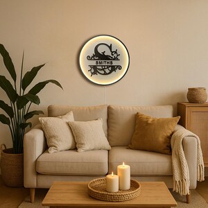 Letreros de pared de madera iluminados con apellido, letreros familiares, regalo para maestros, letrero personalizado de madera para habitación, regalo para recién comprometidos, letrero personalizado