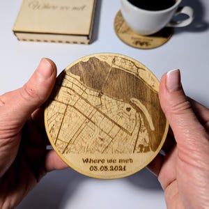 Karte Untersetzer Holzuntersetzer Personalisierte Geschenke Untersetzer Handgemachtes Heißgetränk Untersetzer Jubiläumsgeschenk Tischuntersetzer Set Home Map Coaster