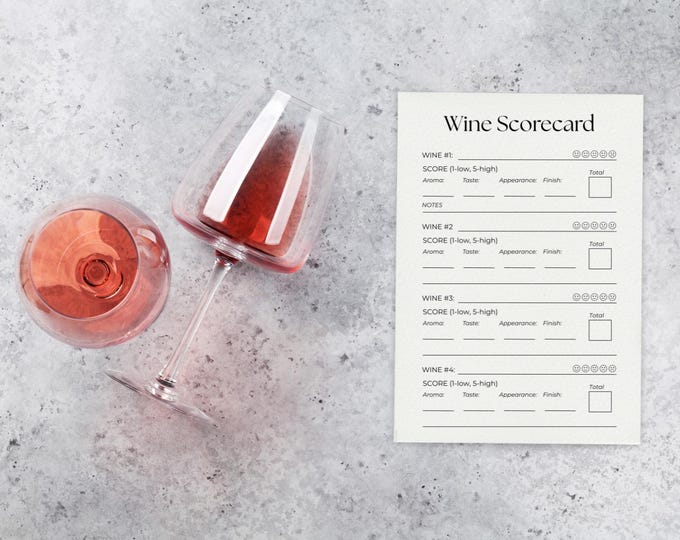 Wine Tasting Sheet | Printable & Fillable PDF | Wine Party Scorecard ...