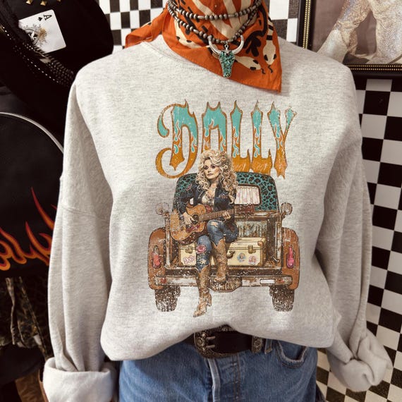 Vintage Retro Dolly, Western Country Singer Graphic Tee, Vintage Cowgirl Truck Shirt, Guitar Country Music Tee, Retro Western Boutique Shirt
