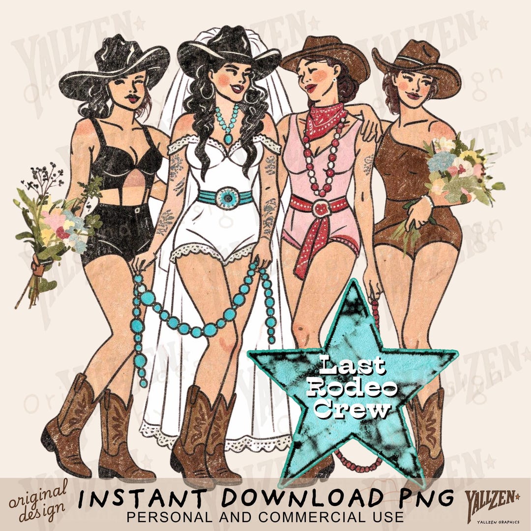 Pinup Rodeo Last Rodeo Crew PNG - Retro Cowgirl Pinup Bachelorette Design - Western ...