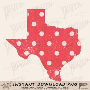 Polka Dot Texas PNG | Red Western State Clipart for Sublimation | Cute Country Texas Graphic for Shirts & Crafts