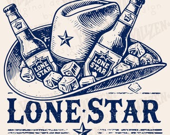 Texas Beer Clipart, Western Cowboy Hat Digital Download, Texas Sublimation PNG, Country Drinking Printable Art