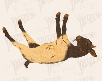 Funny Fainting Goat PNG | Farm Animal Sublimation Clipart | Rustic Goat Digital Download for T-Shirts & Crafts