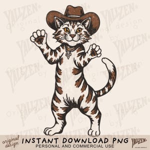 Cowboy Cat PNG Clipart | Western Funny Cat Sublimation | Cute Country Kitty for T-Shirts & Crafts