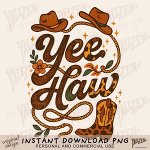 Yee Haw Western Clipart, Cowgirl Boot Digital Download, Rodeo Sublimation PNG, Country Girl Printable Art