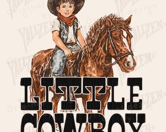 Kleiner Cowboy PNG, Western Junge auf Pferd Clipart, Rodeo Geburtstag Shirt Design, Kid Cowboy Sublimation, Country Ranch digitaler Download