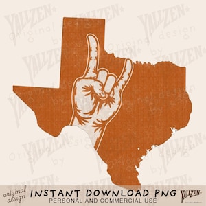Texas Hook 'Em cornes PNG | Clipart Fierté de Longhorn | Téléchargement numérique western en détresse