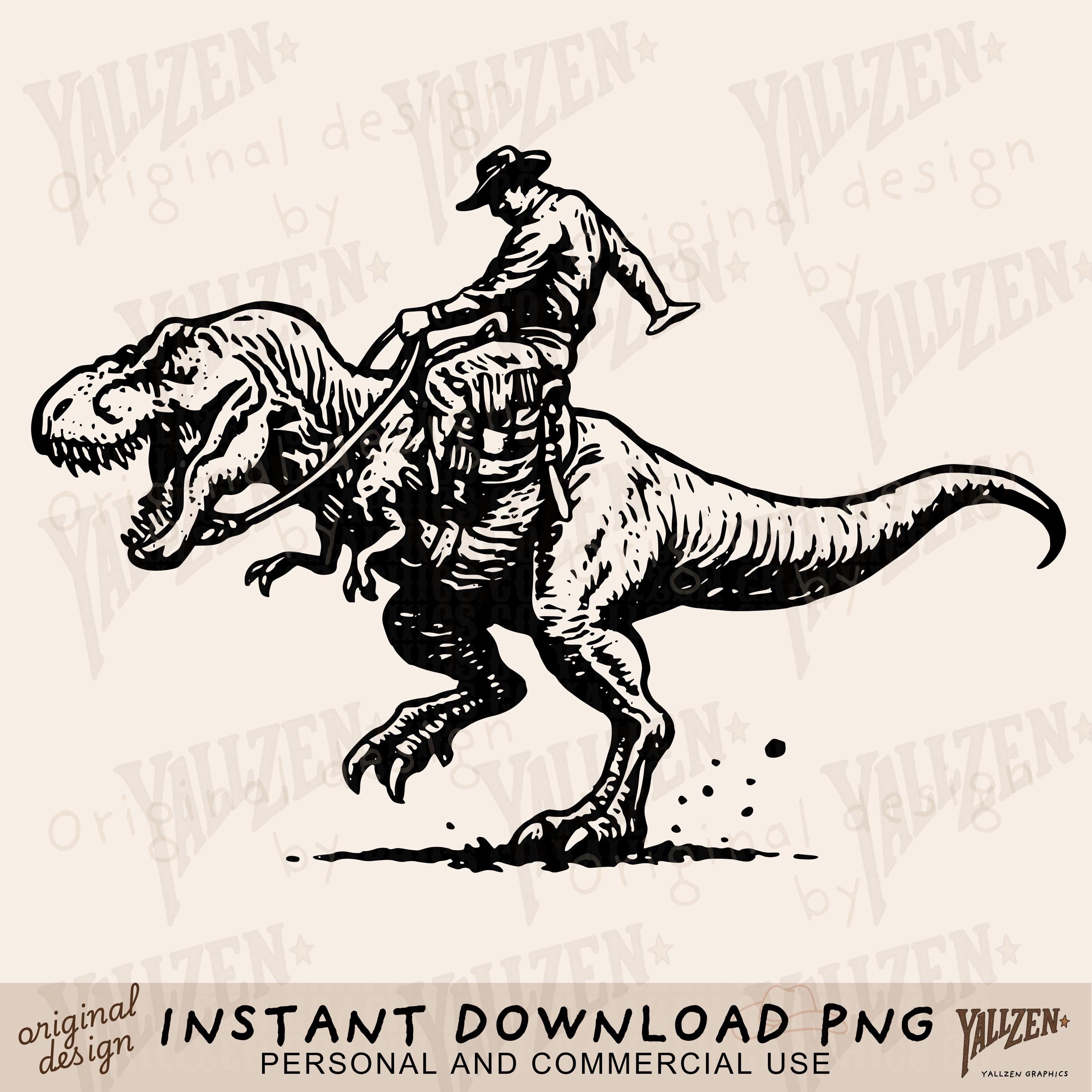 Cowboy Riding T Rex PNG | Funny Rodeo Dinosaur Clipart | Wild West ...